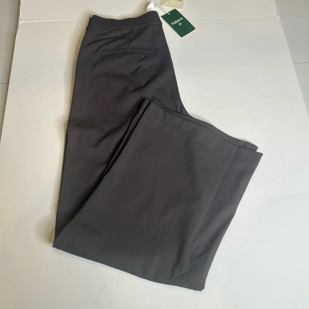 Halara Pleated High Waist Wide Leg Pull On Stretch Pants Medium Petite Gray - Picture 9 of 16